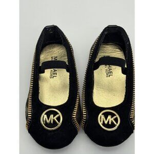Michael Kors Girls Baby Emalyn BLACK & Gold Ballet Flats Sz 6 Without Box